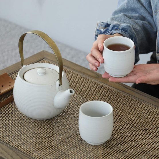 TEANAGOO ETC07, Pottery China Tea Cup for W08, 5.8 oz, Ruware, Lt, 4 pcs/Box - Image 4