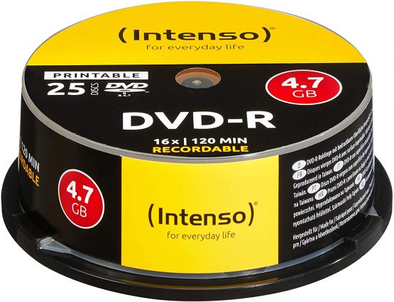 Intenso 4801154 DVD-R 16x Printable 25 Pack Cakebox