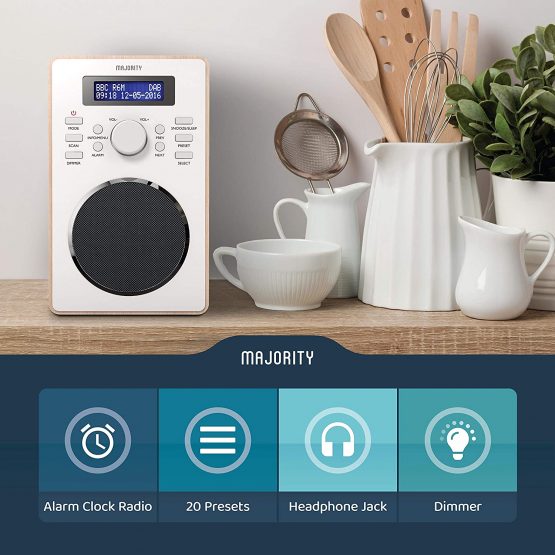 Majority Barton II DAB Radio | FM & DAB/DAB+ | Dual Alarm with Snooze Function | 20 Preset Stations - Image 2