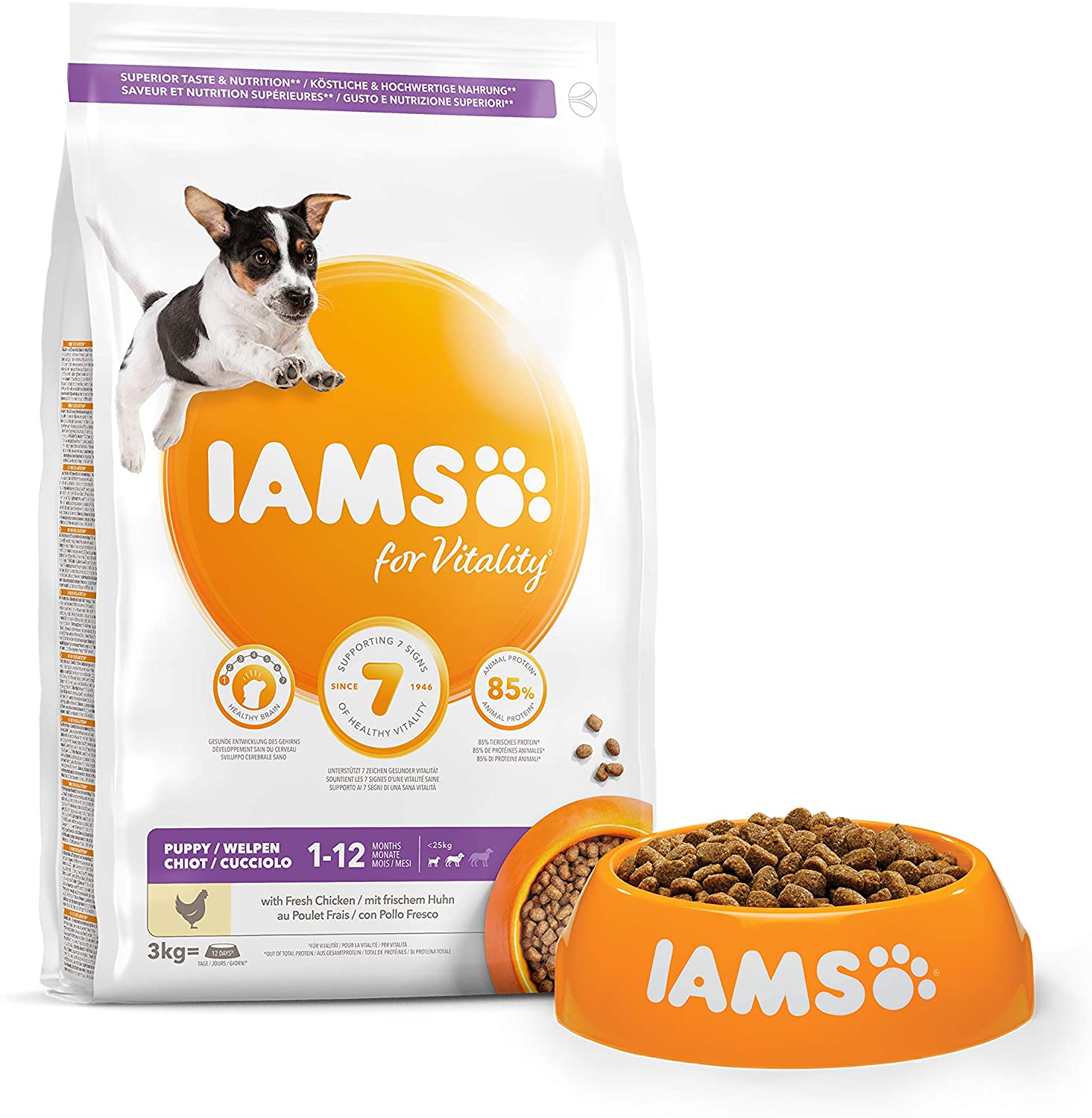 IAMS Puppy Small Medium Complete Dry Dog Food Chicken 3kg - For Healthy Growth, red, 3 kg (Pack of 1) - Image 2