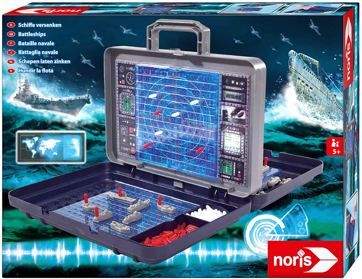 Noris 606100335 Ships Sink, Travel Version of the Well-known Classic Game in Case, for Children from 5 Years