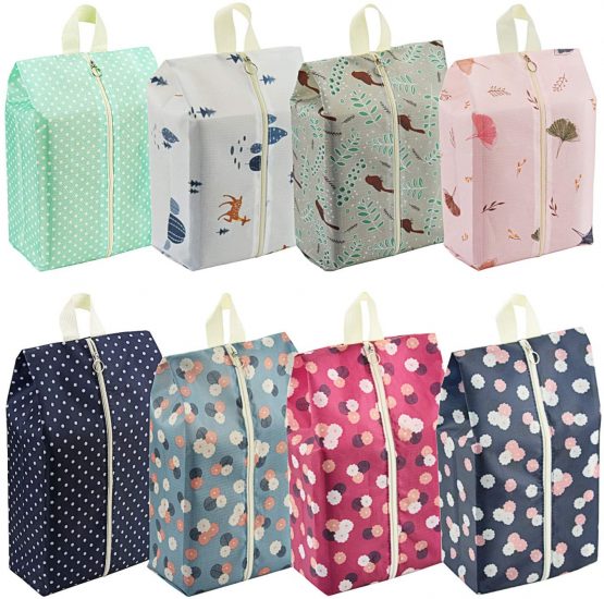 Travel Shoe Bags Waterproof Portable Shoe Storage Pouch with Handle for Men & Women (8 Pack 2 Size Cute Pattern)