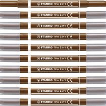 Felt Tip Pen - STABILO Trio 2 in 1 Box of 10 Brown