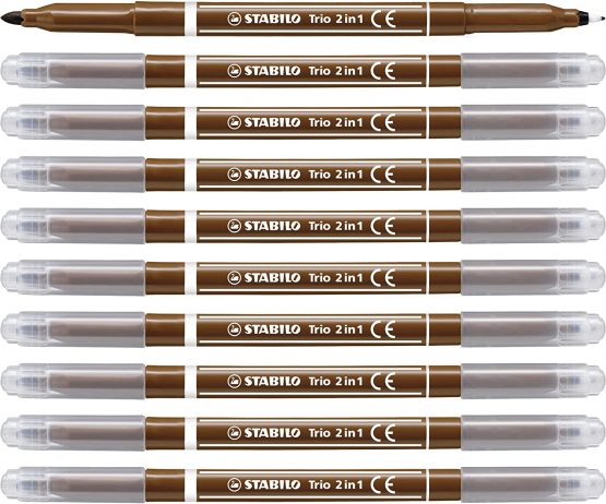 Felt Tip Pen - STABILO Trio 2 in 1 Box of 10 Brown