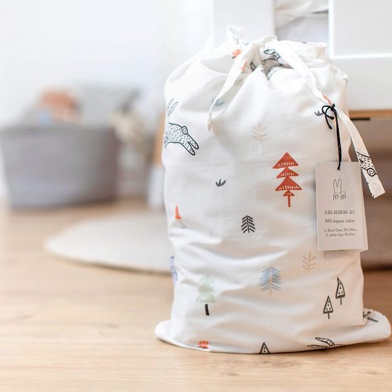 100% Organic Cotton Luxury Kids | Toddler Cot Bed Duvet Cover and Pillow Case Bedding Set 120x150 Woodland Design by littlefeifei - Image 4