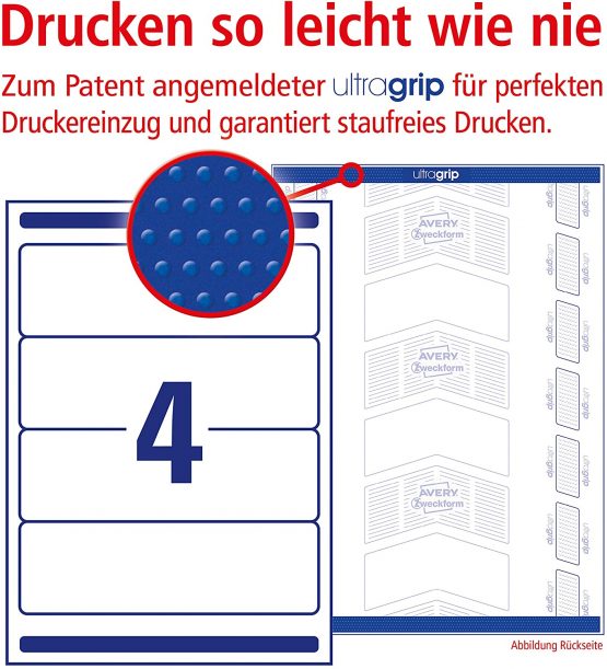 Avery Zweckform L6061-25 Folder Labels (A4,100 Pieces, Opaque, 192 x 59 mm) White 40 Labels 10 Blatt - Image 2