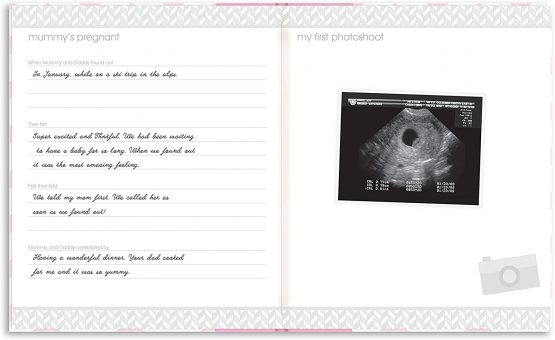 Pearhead First 5 Years Chevron Baby Memory Book with Included Clean-Touch Baby Safe Ink Pad to Create Baby's Handprint or Footprint, Keepsake Milestone Journal, Beautiful Gift for Any New Mum, Pink - Image 3