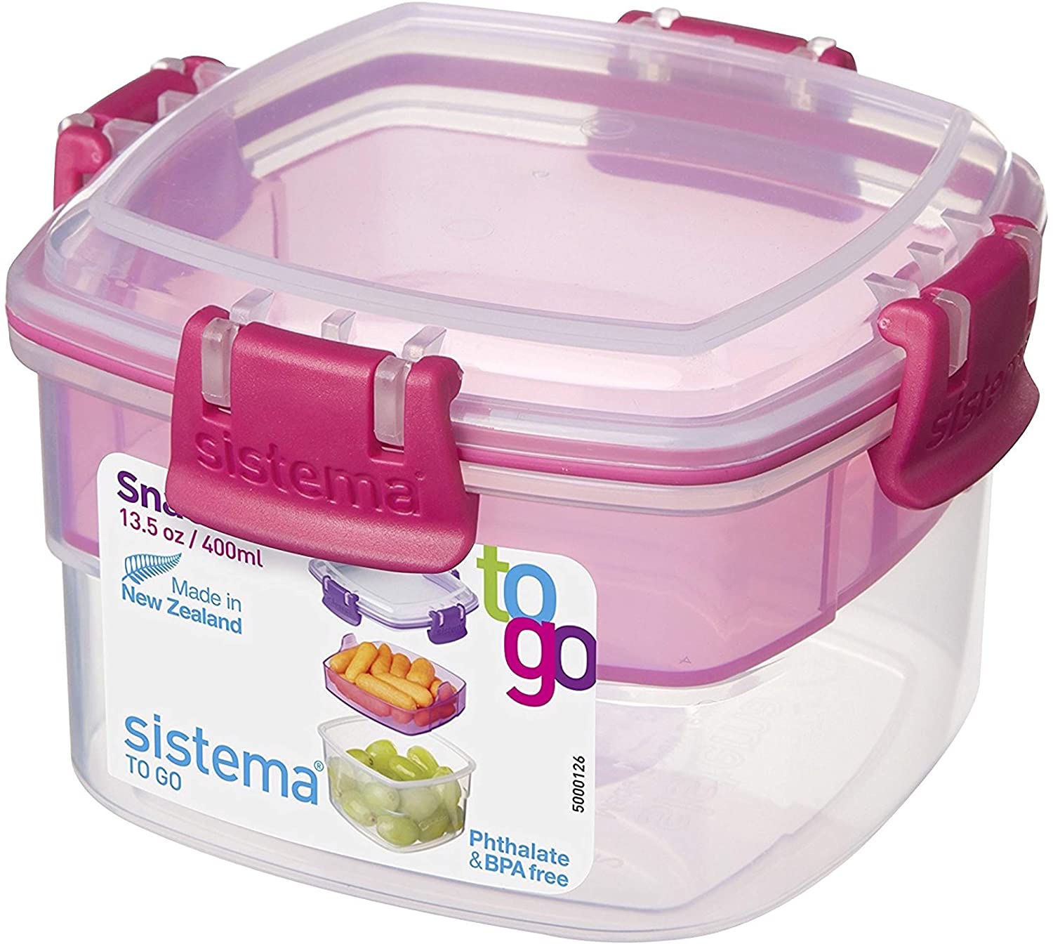 Sistema Snacks TO GO Food Storage Container, Assorted Colours, 400 ml - Image 2