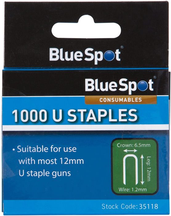 Blue Spot Tools 35118 BlueSpot 1000 PCE 12mm U-Staples Round Crown T25, Silver - Image 2