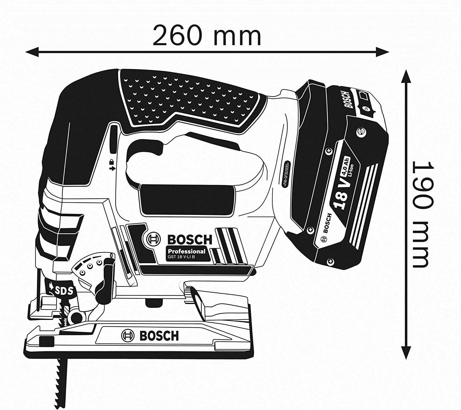 Bosch Professional 18V System Cordless Jigsaw GST 18 V-LI B (bar Version, Cutting Depth in Wood/Alum./Metal: 120/20/8 mm - Image 3