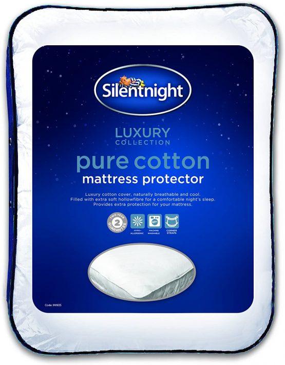 Silentnight Pure Cotton Mattress Protector, White, King – BigaMart