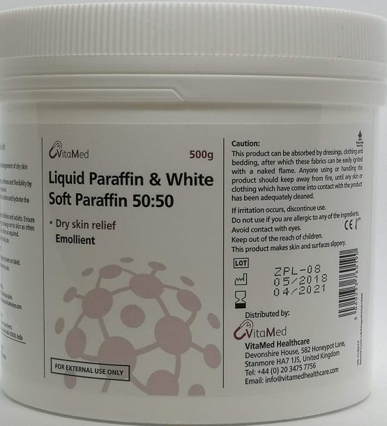 Vitamed Liquid Paraffin and White Soft Paraffin 50:50 Cream 500g Jar