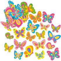 Baker Ross EF805 Butterfly (Pack of 102), Backyard Themed Puffy Scrapbook Stickers in Fun Foam Shapes, Assorted