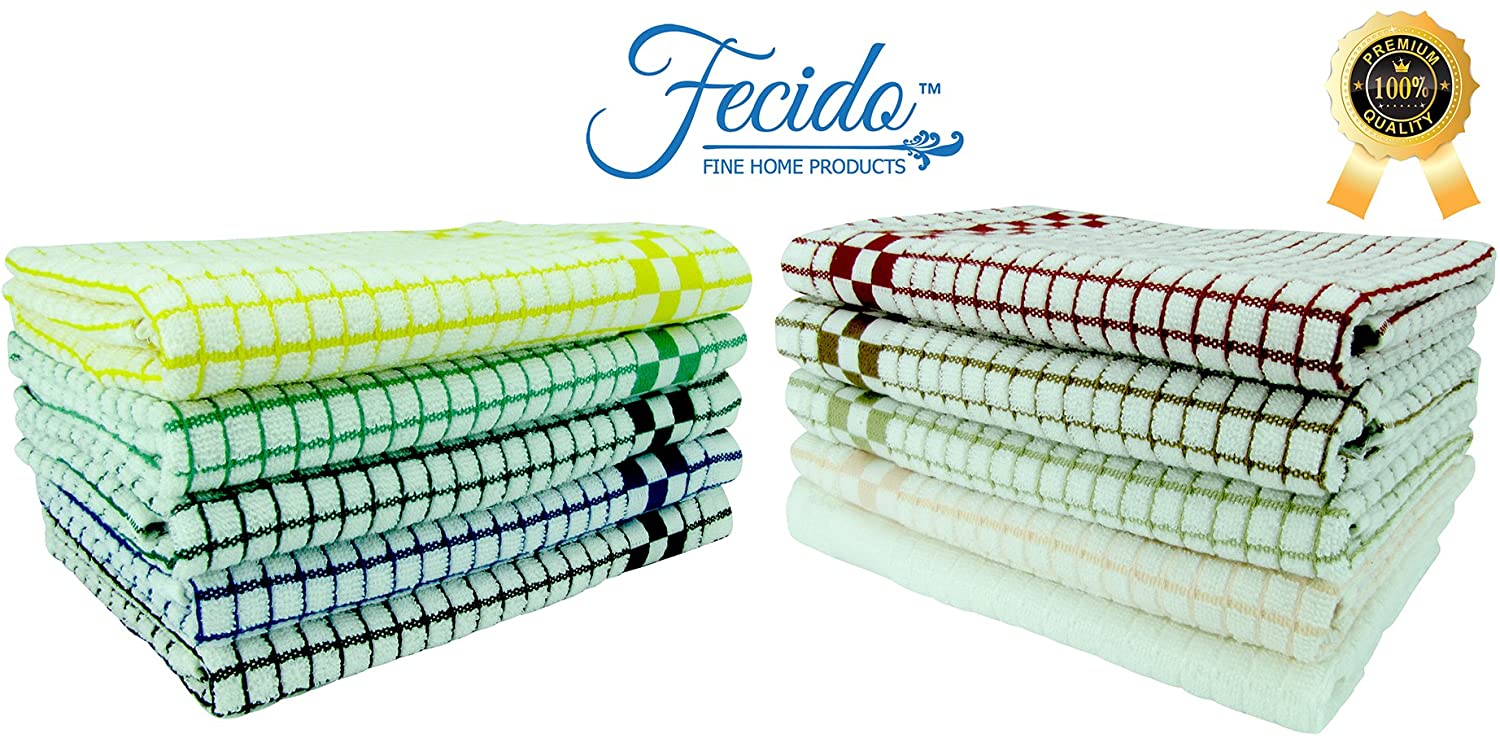 Fecido Classic Kitchen Tea Towels, Heavy Duty, Super Absorbent, 100% Cotton, Professional Grade Dish Cloths - Image 2