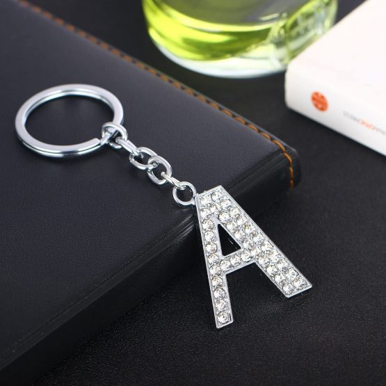 BESPMOSP A-Z Letter Keychain Keyring Crystal Shiny Family Best Friend Jewellery (A) - Image 3