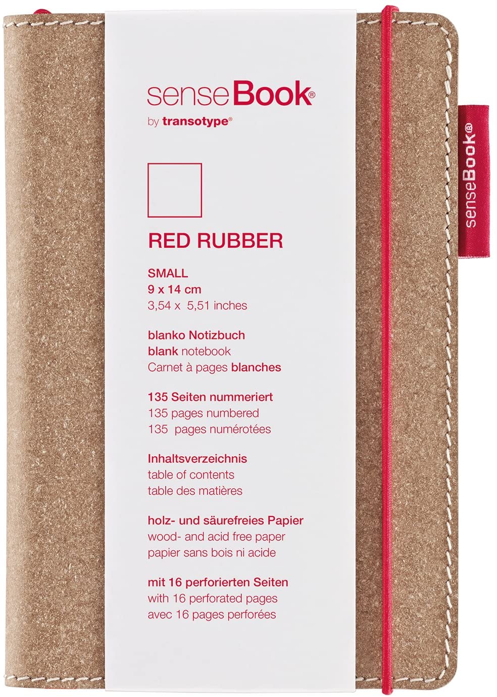 Transotype senseBook Small Leather Red Rubber Blank Notebook, Rot, ca. A6