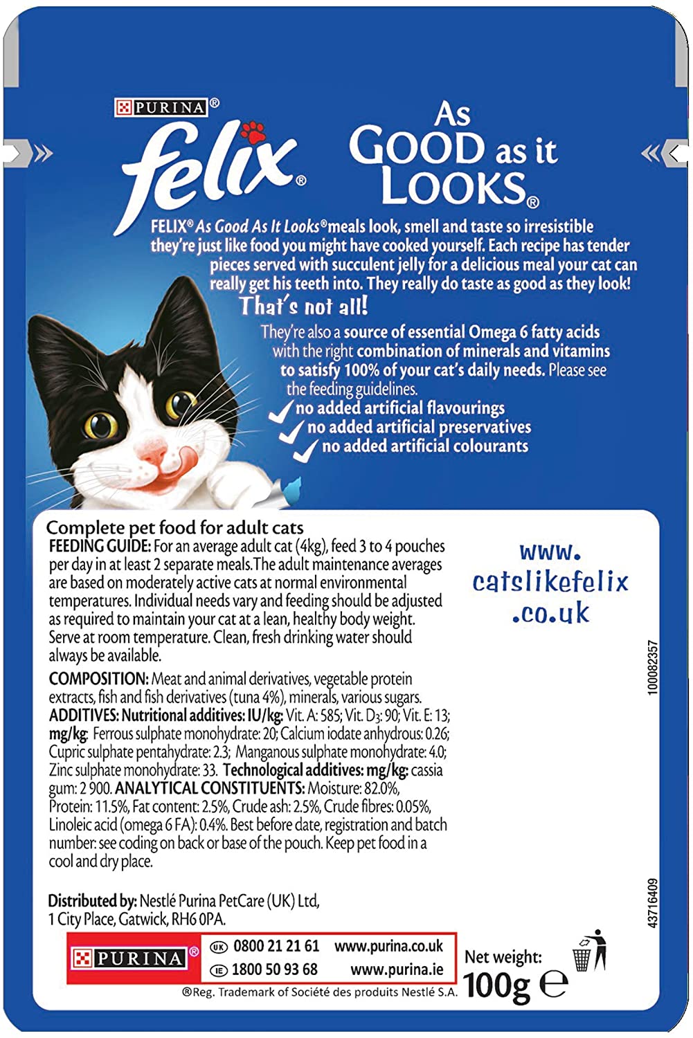 Felix As Good As It Looks Cat Pouches Tuna In Jelly 100g (20 Pouches), 100 g (Pack of 20) - Image 3