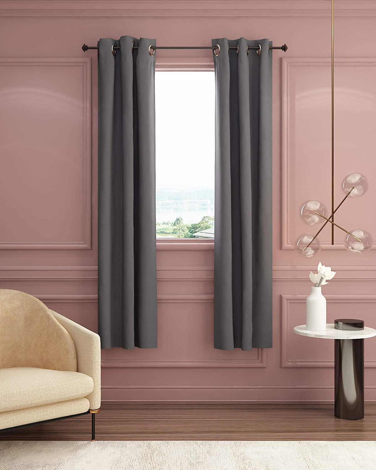 Furinno Collins Blackout Curtain 52x84 in. 1 Panel, Dark Grey, W 52" x L 84" (1 Panels) - Image 3