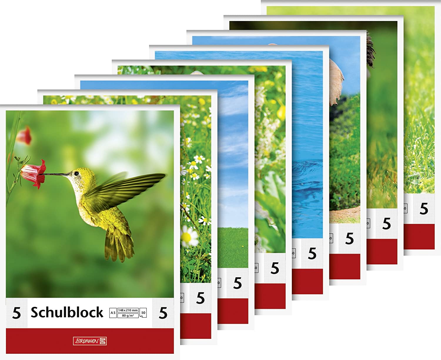 School Pad A5 50 Sheets Lin05, bedruckt, A5 kopfverleimt