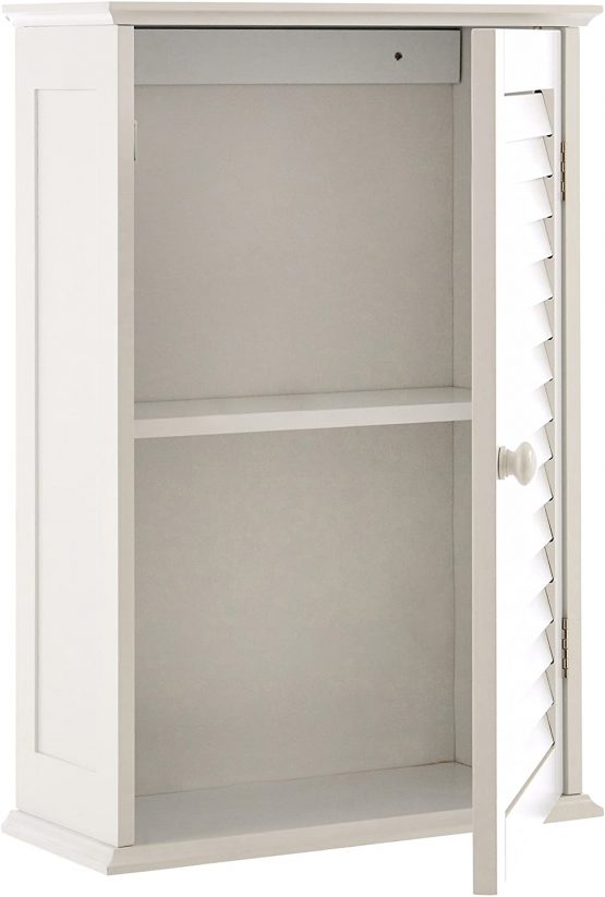 Premier Housewares Bathroom Wall Cabinet with Single Shutter Door, 57 x 39 x 17 cm - White - Image 4