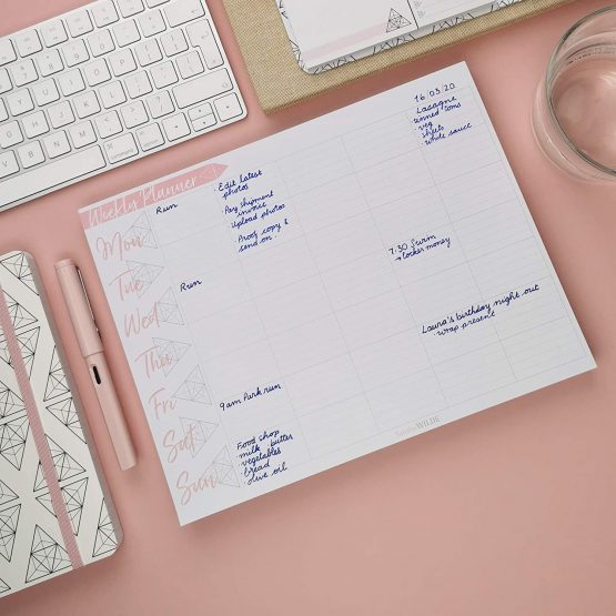 Tabitha Wilde A4 Weekly Planner Calendar Notepad 55 Sheets (White, Pink) - Image 3