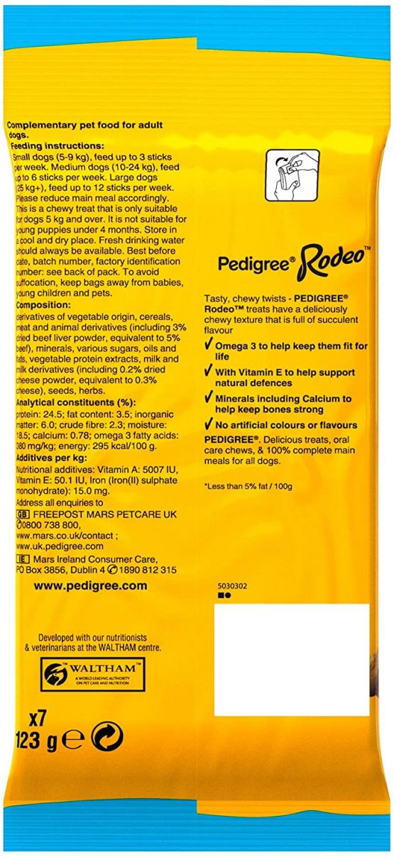 Pedigree Rodeo Duos - Dog Treats with Beef & Cheese, 70 Sticks, 10 x 123 g - Image 3