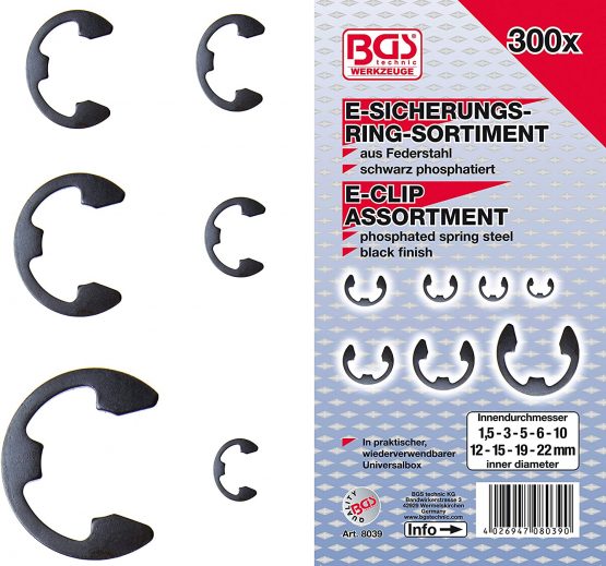 BGS 8039 | Metric E-Clip Assortment | 1.5 - 22 mm | 300 pcs.