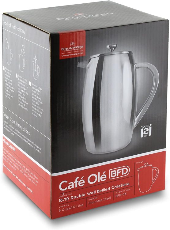 Café Olé BFD Cafetière, Stainless Steel, Mirror Finish, 1 Mug (350ml) - Image 4