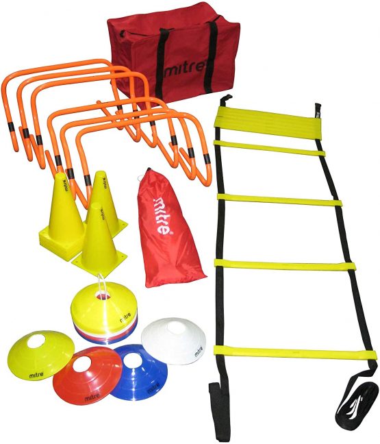Mitre A3092AAA-ONESZ Football Training Kit with Agility Ladders, Hurdles and Cones, Multicolour