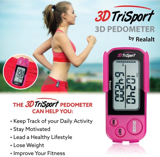 Realalt 3DTriSport 3D Pedometer, Accurate Step Counter with Clip and Strap - Image 3