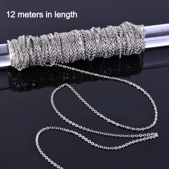 12 Meters Stainless Steel Cable Chain Link Chain Necklace for Jewellery Accessories DIY, Silver Color (2.4 mm) - Image 2