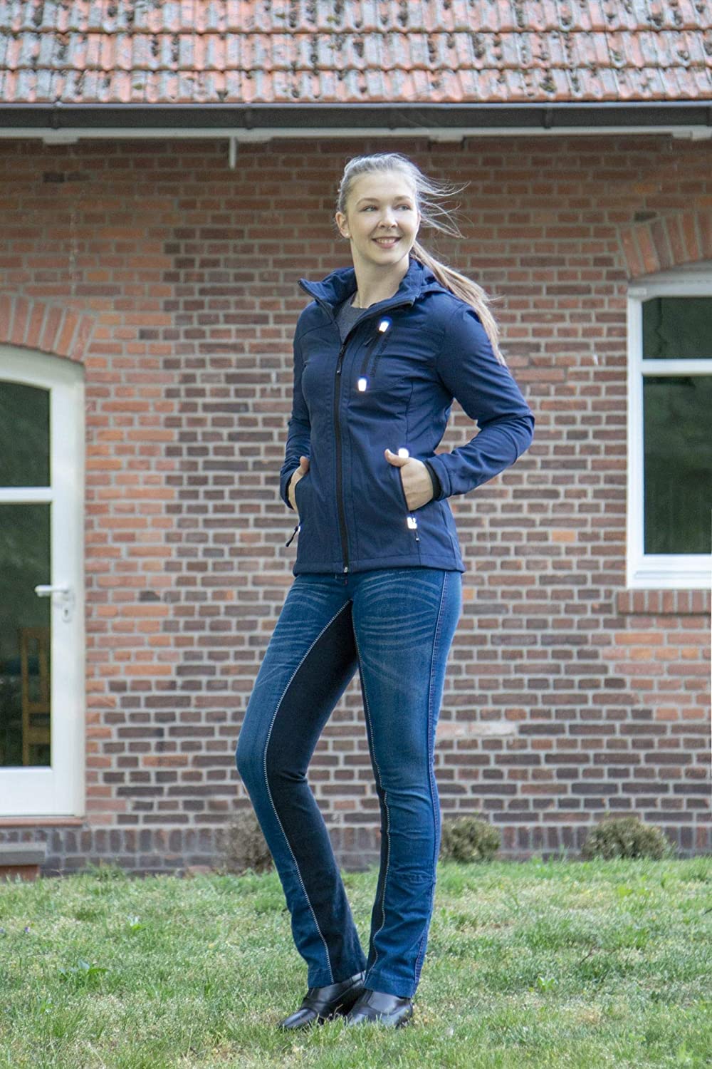 HKM Girl's Summer Denim Jodhpur Riding Breeches, Jeans Blue/Deep Blue, 14/15 Years, Denim Blue/Dark Blue, 14-15 Years - Image 4