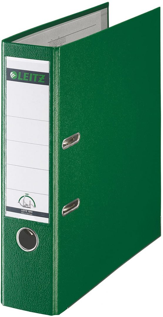 Leitz Lever Arch File, Green, Plastic, A4, 8 cm spine, 10150055