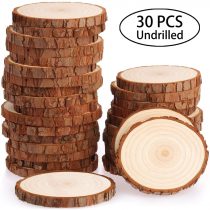 Fuyit Wood Slices 30 Pcs 7-8cm NO Hole Natural Unfinished Log Wooden Circles for Art Creation DIY Crafts Wedding Decorations Christmas Ornaments