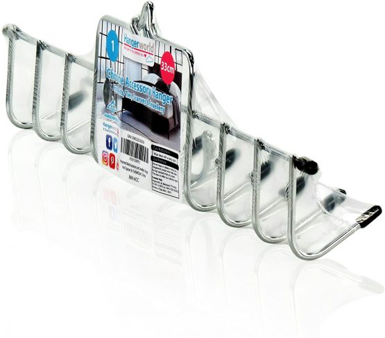 CHROME ACCESSORY & JEWELLERY HANGER - Hang flat against a wall or door or use in Wardrobe - TIE, SCARF, BELT COAT HANGER - Image 3