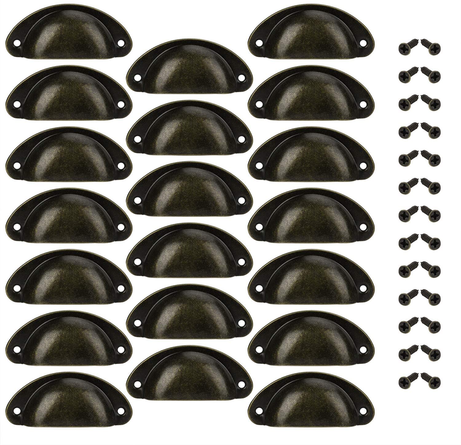 MengH-SHOP 20 x Shell Shaped Drawer Knob Door Handle Decoration Door Drawer Cupboard Cabinet with Screws, Bronze