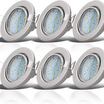 B.Kt - Set of 6 LED Recessed Spotlights with 6X 3W GU10 Bulbs Included and Swivel Design, Matte Nickel, Round
