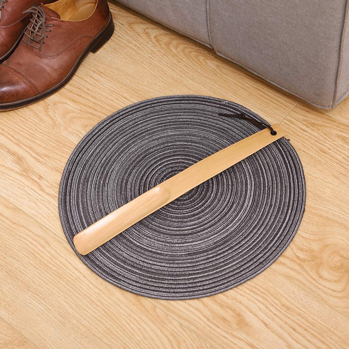 Milai Shoe Horns,Wooden Shoe Horn Beech Shoe Horn Long Handle shoe horns with Leather Strap Comfortable Shoe Horns with Long Handle Slim Shape for Men Women(Strong Wood) - Image 4
