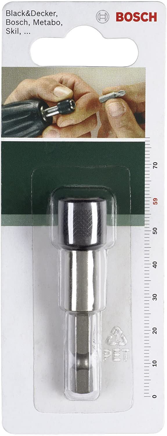 Bosch 2609255902 59mm Universal Bit Holder with Permanent Magnet and with Quick-Change Drill Chuck, 59 mm