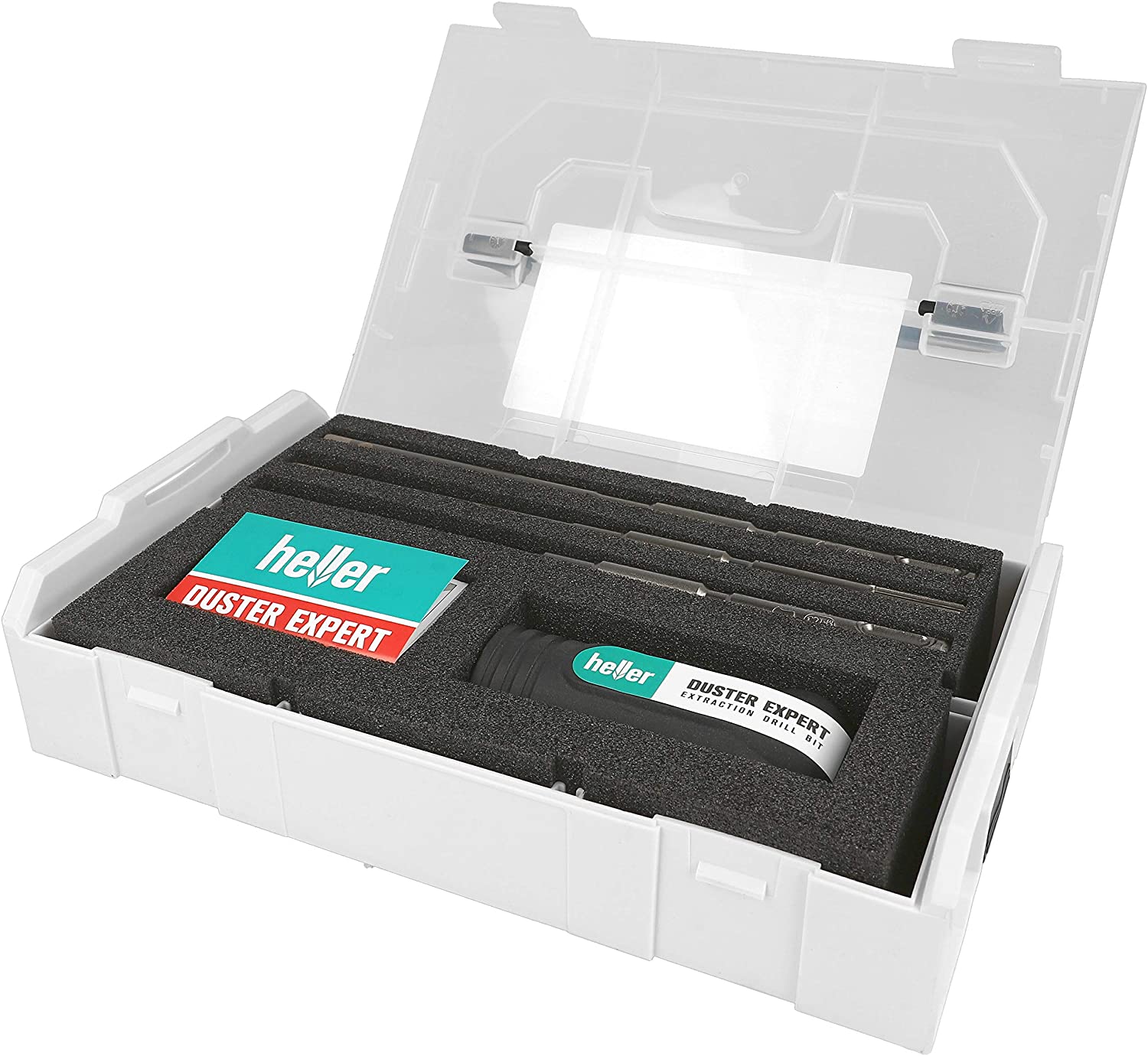 Heller Tools 1818 Hammer Dust Extraction Drill bit, Black-Grey, Set 3-pcs. Ø 6/8/10 mm incl. Adapter