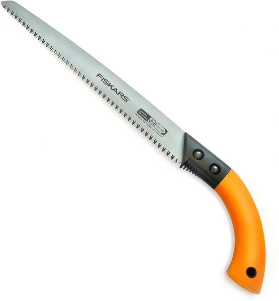 Fiskars Fixed Blade Saw SW84, Fixed Blade, Plastic Storage Sheath Included, Blade Length: 33 cm, Stainless Steel Blade, Black/Orange, 1001620