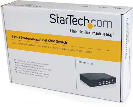 StarTech 4 Port Professional VGA USB KVM Switch with Hub - 1U Rack-mountable KVM Switch (SV431USB) - Image 4