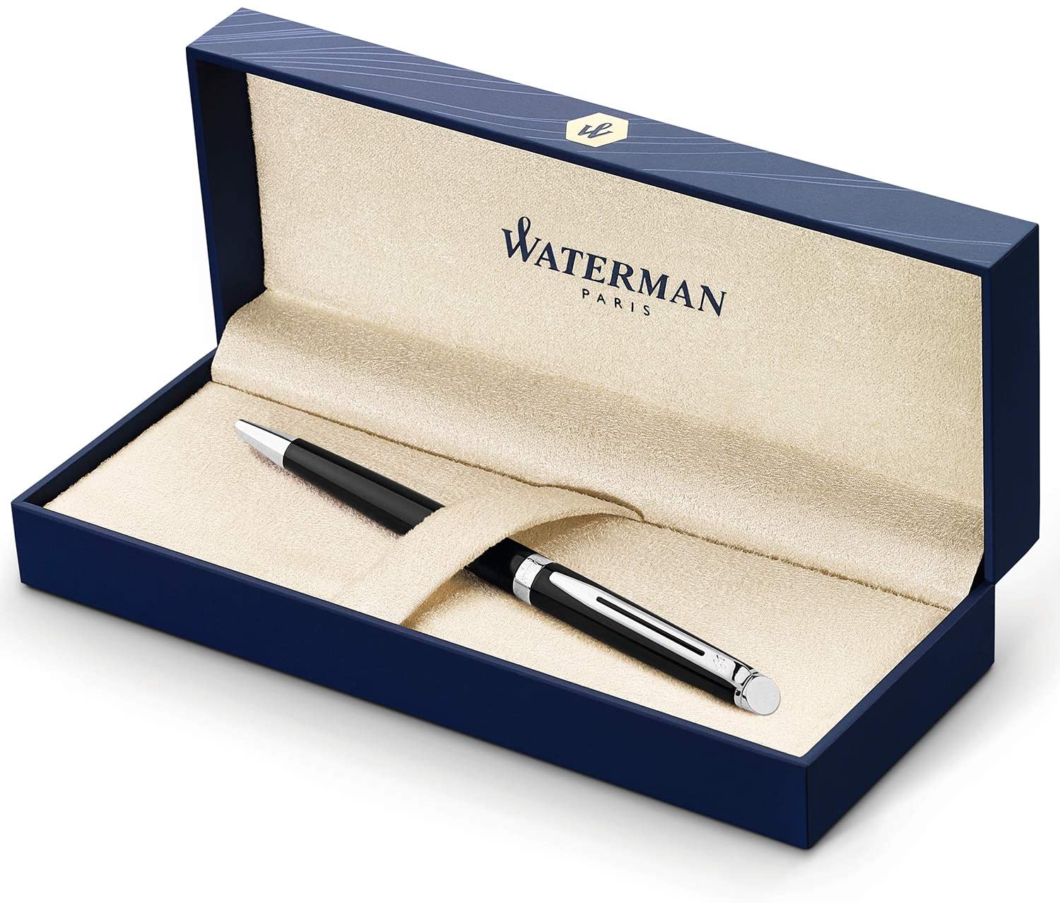 Waterman Hemisphere Ballpoint Pen, Black with chrome trim