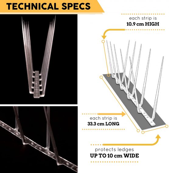 Defender Bird Spikes | Narrow Plastic Pigeon Deterrent | Pigeon Information Guide | 20 Metre Pack - Image 2