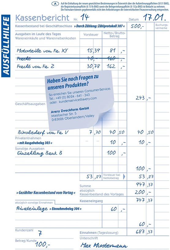 AVERY Zweckform Cash Report 305 Different Packaging Units 1er Pack White - Image 3