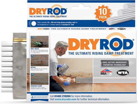 Dryrod Damp Proofing Rods (10 Pack) - Next Generation Rising Damp Treatment from The Makers of Dryzone