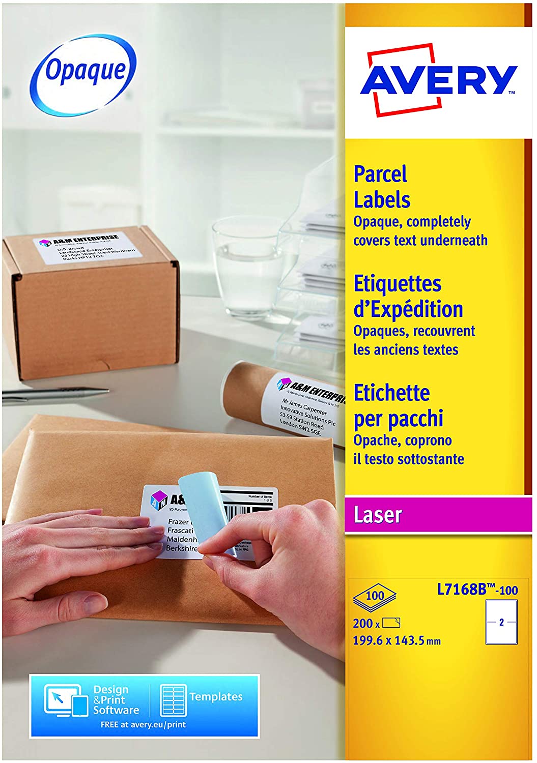 Avery L7168B Printable, Customisable Parcel, Postage, mailing Labels for Laser Printers 2 Labels Per A4 Sheet - Image 4