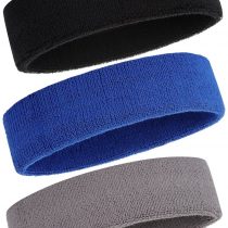 ONUPGO Sweatband Headband for Men & Women - 3PCS Sports Headbands Moisture Wicking Athletic Cotton Terry Cloth Sweatband Sweat Absorbing Head Band