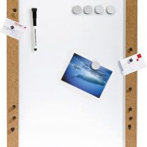 Genie White Board with Cork Border Magnetic Board can be Written On/with Magnets/Pins/Wall Mount 45 x 60 cm
