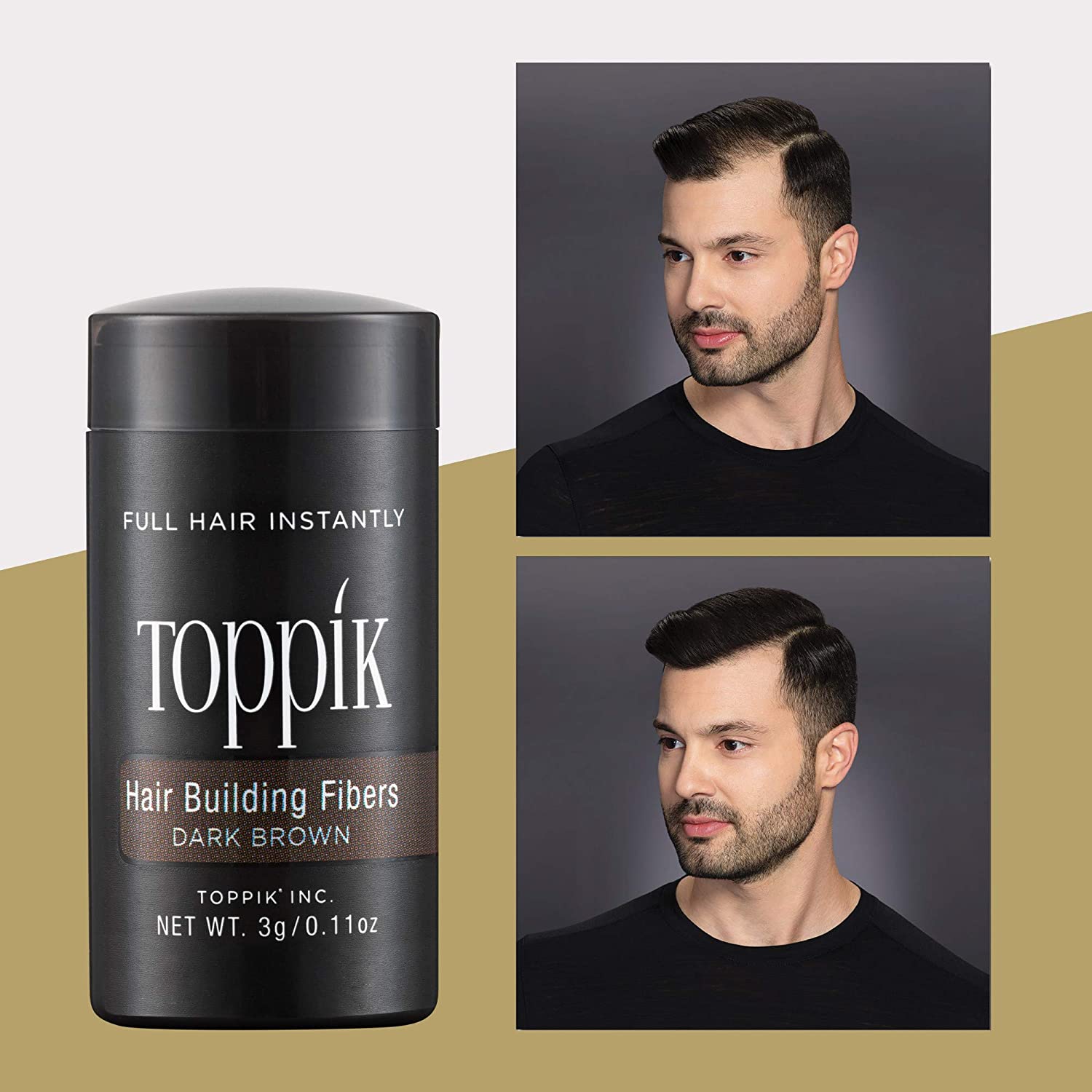 Toppik Hair Building Fibres Powder, Dark Brown, 3g Bottle, for A Thicker-looking Hairline, Crown and Beard - Image 3